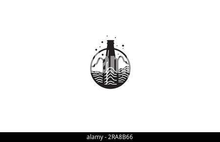 Bierlogo Linie schwarz einfach auf weißem Hintergrund Stock Vektor