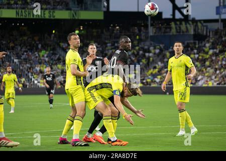 Nashville, Tennessee, USA. 1., Juli 2023. Nashville SC besiegt D.C. United 2-0 im GEODIS Park. Kredit: Kindell Buchanan/Alamy Live News. Stockfoto