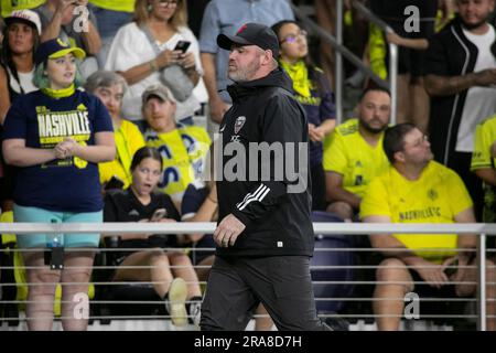 Nashville, Tennessee, USA. 1., Juli 2023. D.C. United Manager Wayne Rooney. Nashville SC besiegt D.C. United 2-0 im GEODIS Park. Kredit: Kindell Buchanan/Alamy Live News. Stockfoto