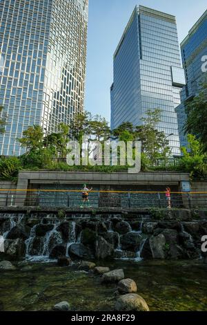 Seoul, Südkorea - 28. Juni 2023: Cheonggyecheon Stream im Zentrum von Seoul, Südkorea. Stockfoto