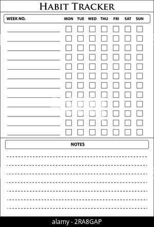 Gewohnheitsdetektor. Vorlage. Klar und einfach bedruckbar. Organisator für Unternehmen. Papierbogen. Realistische Vektordarstellung. Stock Vektor