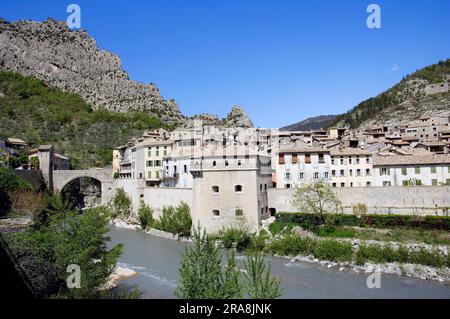 Entrevaux am Var, Alpes-de-Haute-Provence, Provence-Alpes-Cote d'Azur, Südfrankreich Stockfoto