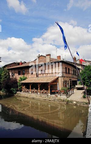 Restaurant, Chatillon sur Chalaronne, Ain, Rhone-Alpes, Frankreich Stockfoto
