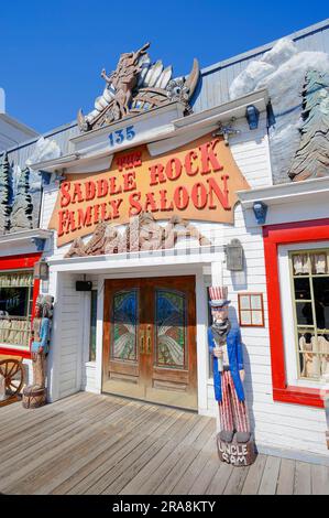 Eintritt vom Restaurant „The Saddle Rock Family Saloon“, Jackson, Wyoming, USA Stockfoto