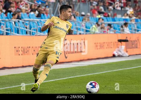 Toronto, Kanada. 01. Juli 2023. Jefferson Savarino #10 in Aktion während des Spiels zwischen dem FC Toronto und Real Salt Lake am BMO Field in Toronto. Das Spiel für Real Salt Lake endete 0-1 (Foto von Angel Marchini/SOPA Images/Sipa USA). Guthaben: SIPA USA/Alamy Live News Stockfoto