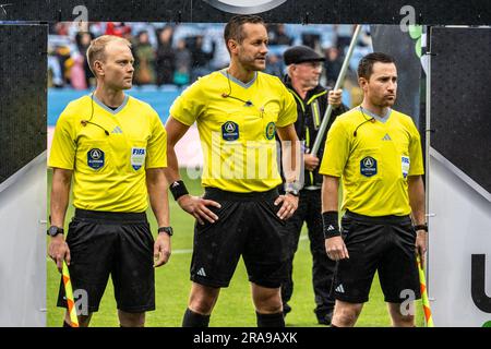 Malmoe, Schweden. 01. Juli 2023. Schiedsrichter Victor Wolf beim Allsvenskan-Spiel zwischen Malmoe FF und Sirius im Eleda-Stadion in Malmoe. (Foto: Gonzales Photo/Alamy Live News Stockfoto