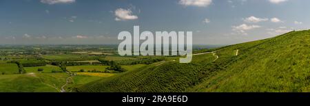 Die Cut Chalk Bronze Age Figur des Uffington White Horse in Oxfordshire, Großbritannien Stockfoto