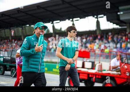 Spielberg, Autriche. 02. Juli 2023. ALONSO Fernando (SPA), Aston Martin F1 Team AMR23, WALK Lance (CAN), Aston Martin F1 Team AMR23, Portrait während der Formel 1 Rolex Grosser Preis von Osterreich 2023, 2023 Österreichischer Grand Prix, 9. Runde der Formel-1-Weltmeisterschaft 2023 von Juni 30 bis Juli 2, 2023 auf dem Red Bull Ring in Spielberg, Österreich - Photo Florent Gooden/DPPI Credit: DPPI Media/Alamy Live News Stockfoto