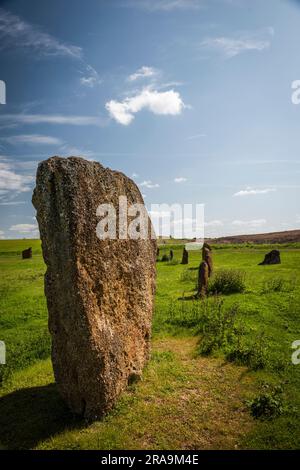 Der Devil's Quoits-Steinkreis in der Nähe von Stanton Harcourt, Oxfordshire, Großbritannien Stockfoto