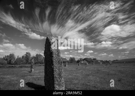 Der Devil's Quoits-Steinkreis in der Nähe von Stanton Harcourt, Oxfordshire, Großbritannien Stockfoto