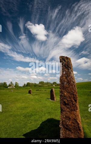 Der Devil's Quoits-Steinkreis in der Nähe von Stanton Harcourt, Oxfordshire, Großbritannien Stockfoto