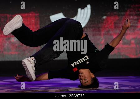 South Korea's Hongten competes in the 1vs1 b-boy competition to win a ...
