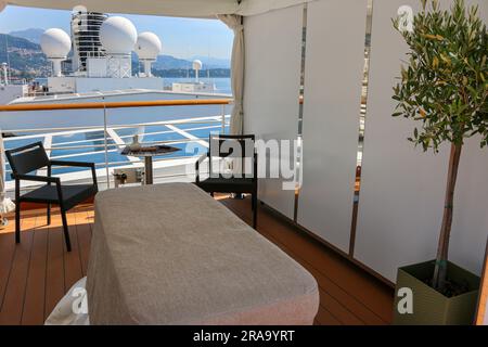 Das Kreuzfahrtschiff Zuiderdam in Port Hercule, Monaco Monte Carlo, Holland America Line/HAL-Passagierschiffe Stockfoto