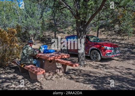 Campingplatz am Indian Hollow Campground, Kaibab Plateau, Kaibab National Forest, in der Nähe des Little Saddle ViewPoint am Grand Canyon, Arizona, USA Stockfoto