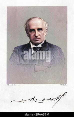 Sir CHARLES RUSSELL, lord RUSSELL VON KILLOWEN Anwalt, lord Chief Justice mit seinem Autogramm Datum: 1832 - 1900 Stockfoto