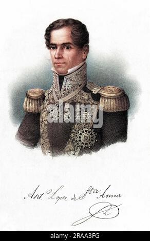 ANTONIO LOPEZ de SANTA ANNA, mexikanischer Soldat und Staatsmann mit seinem Autogramm Datum: 1795 - 1876 Stockfoto