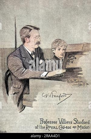 SIR CHARLES VILLIERS STANFORD Musiker, studiert einen Studenten am Royal College of Music, London. Datum: 1852 - 1924 Stockfoto