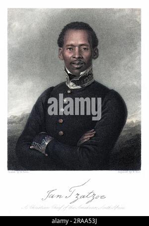 JAN TZATZOE Afrikaner bekehren sich mit seinem Autogramm zum Christentum Datum: CA. 1836 Stockfoto