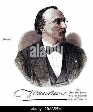 JAN VAN BEERS belgischer Autor mit Autogramm Datum: 1821 - 1888 Stockfoto