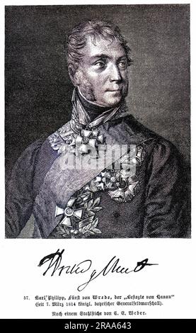 KARL PHILIPP, furst von WREDE (1767-1838), deutscher Militärbefehlshaber Stockfoto