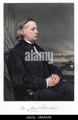 HENRY WARD BEECHER (1813 - 1887), amerikanischer Kirchmann, beliebter Prediger, aber mit seinem Autogramm in einen Skandal verwickelt. Stockfoto