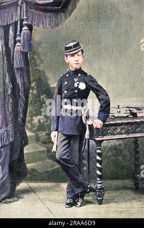 Prinz LOUIS NAPOLEON als Kadett: Im Alter von nur 13 Jahren zieht er mit Papa in den Krieg. Nach der Niederlage in Sedan flieht er nach Belgien und dann nach England. Datum: 1856 - 1879 Stockfoto