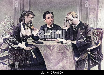 LOUIS NAPOLEON III. Mit seiner Frau Eugenie und ihrem Sohn Louis, im Exil in Chislehurst nach der Niederlage Frankreichs durch Preußen. Datum: 1808 - 1873 Stockfoto