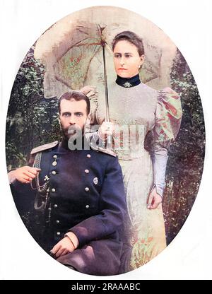 Großherzog Sergej Alexandrowitsch aus Russland (1857-1905) mit seiner Frau Großprinzessin Elizaveta Feodorowna, vormals Prinzessin Elisabeth (Ella) aus Hessen (1864-1918). Datum: 25.. Februar 1905 Stockfoto