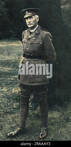 Der Bischof von London, Dr. Arthur Winnington-Ingram, Kaplan der Londoner Rifle Brigade, in Uniform abgebildet, nachdem er seine Absicht erklärt hatte, das Bataillon auf dem Feld zu begleiten. Datum: August 14 Stockfoto