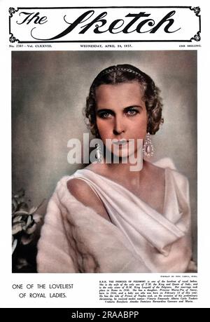 MARIA JOSE VON BELGIEN (1906-2001), Ehefrau von Umberto von Savoyen, Prinz von Piemont und Tochter von Albert von Belgien. Datum: 1937 Stockfoto