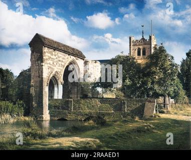 Waltham Abbey, Essex, England, gegründet 1030. Die heutigen Ruinen, erbaut von König Harold Godwinson, stammen aus dem Jahr 1060. Er wurde hier nach der Schlacht von Hastings 1066 begraben. Datum: 11. Jahrhundert Stockfoto