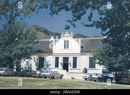 Häuser im niederländischen Kolonialstil, erbaut im frühen 19. Jahrhundert in Stellenbosch, Südafrika. Datum: Anfang des 19. Jahrhunderts Stockfoto