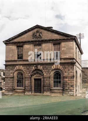 Das solide kleine Rathaus in Woodstock, Oxfordshire, England, wurde 1766 für den Herzog von Marlborough von Sir William Chambers erbaut. Datum: Erbaut 1766 Stockfoto