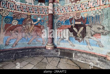 Österreich, Steiermark, Hartberg. Fresken im Ossarium Stockfoto