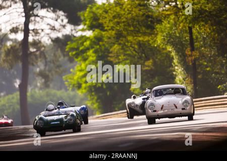 39 GARIEL (Fra), AUBRY (Fra), Lotus XI 1100 1958, 79 COURAUDON (Fra), GRANSART (Fra), Porsche 356 (pré-A) 1500 S Coupé 1954, Aktion während der Le Mans Classic 2023 vom 1. Bis 3. Juli 2023 auf dem Circuit des 24 Heures du Mans in Le Mans, Frankreich – Foto Antonin Vincent/DPPI Kredit: DPPI Media/Alamy Live News Stockfoto