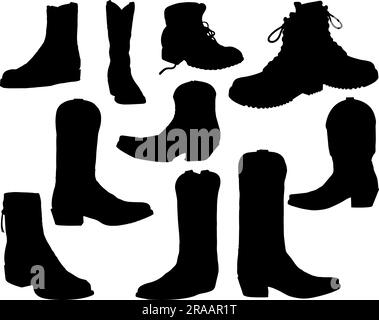 Silhouette mit Cowboystiefeln Stock Vektor