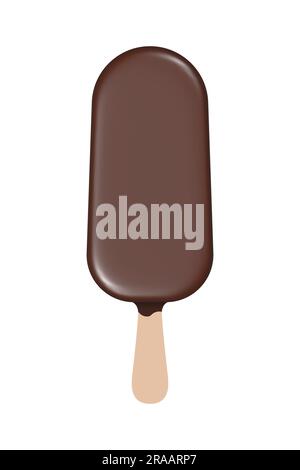 Schokoladeneis auf einem Stock. Realistische Vektordarstellung Stock Vektor