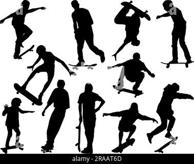 Set mit Skater-Silhouette Stock Vektor