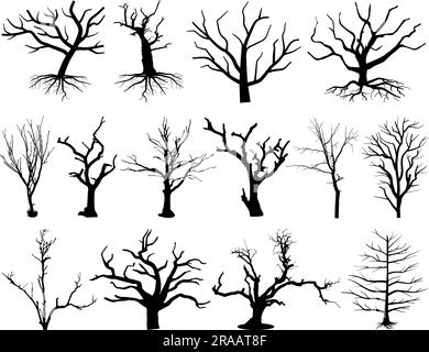 Set mit Dead Tree Silhouette Stock Vektor