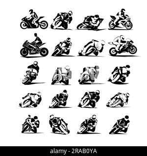 Extrem Motorrad Rider Vector eps-Set 16x Stock Vektor