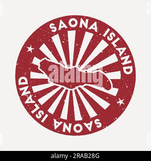 Stempel auf der Insel Saona. Roter Gummistempel mit Randform, Vektorillustration. Stock Vektor