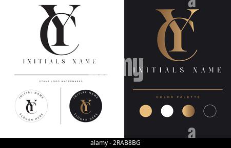 Luxuriöses YC- oder CY-Logo mit Textbuchstaben und Monogramm Stock Vektor