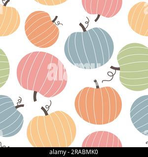 Nahtloses Kürbis-Muster. Thanksgiving-Hintergrund. Herbstmuster. Vektordarstellung. Stock Vektor