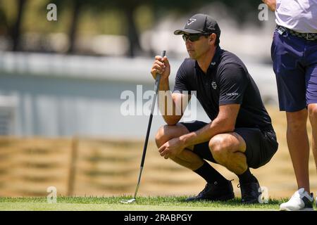 Cadiz, Spanien. 2. Juli 2023. CADIZ, SPANIEN - JULI 02: Cameron Tringale von Hyflyers GC am dritten Tag von LIV Golf - Andalusien im Real Club Valderrama am 2. Juli 2023 in Cadiz, Spanien. (Kreditbild: © DAX via ZUMA Press Wire) NUR REDAKTIONELLE VERWENDUNG! Nicht für den kommerziellen GEBRAUCH! Stockfoto