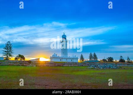 Der Macquarie Lighthouse, auch bekannt als South Head Upper Light, ist der erste Leuchtturm in Australien mit der längsten Leuchtdauer in Sydney. Stockfoto