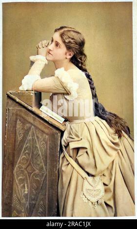 1870 Ca , Paris , FRANKREICH : der gefeierte italienisch-spanische Sänger Soprano ADELINA PATTI ( 1843 - 1919 ) in der Rolle von Marguerite in FAUST von Charles GOUNOD . Foto: Charles REUTLINGER , Paris . DIGITAL GEFÄRBT .- GESCHICHTE - FOTO STORICHE - CANTANTE LIRICA - OPERA - MUSICA CLASSICA - Classical - Portrait - ritratto - OPERA - Cantante lirica - classica - Classical - DIVA - DIVINA - PORTRAIT - RITRATTO - treccia - Braid - Preghiera - pry - Gebet -- - Archivio GBB Stockfoto