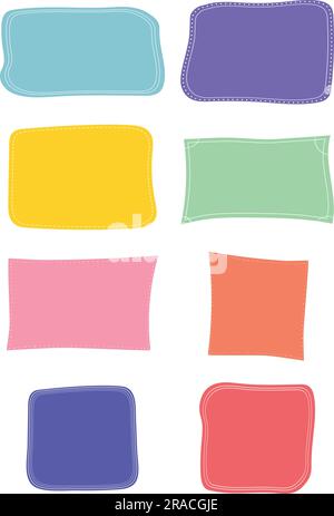 Handgezeichnetes Zitat-Rahmenset. Zitat Poster leere Vorlagensammlung. Verschiedene Textfelder. Farbenfrohe leere Formen mit Platz zum Kopieren. Vektor Stock Vektor