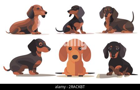 Ein Satz von Flat-Dog-Vektordarstellungen Stock Vektor