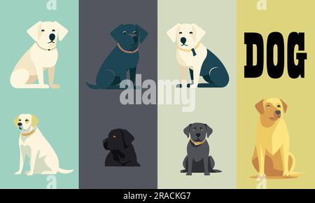 Ein Satz von Flat-Dog-Vektordarstellungen Stock Vektor