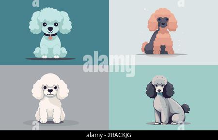 Ein Satz flacher Vektorabbildungen für den süßen Hund Stock Vektor